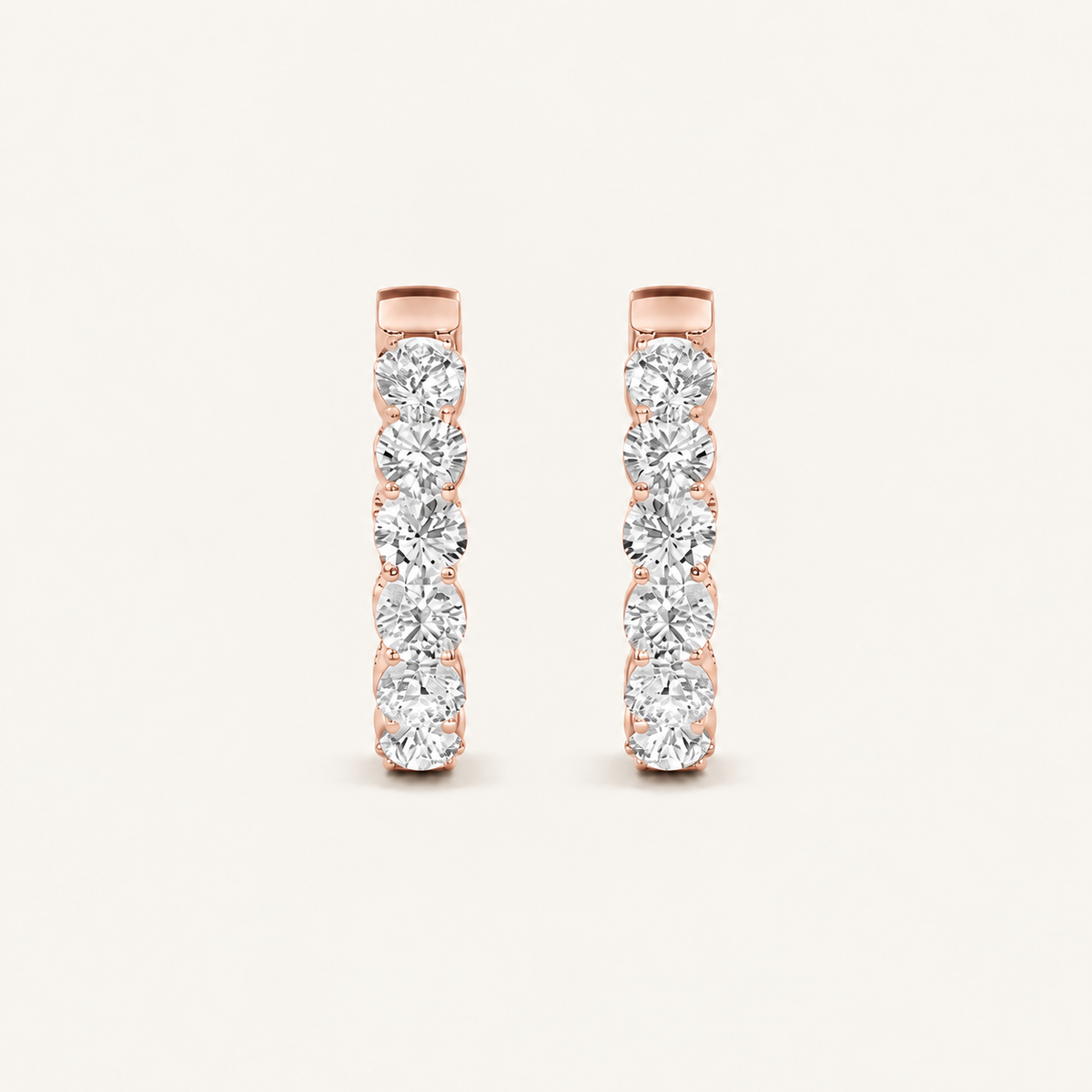 3CT Round Cut Lab Grown Diamond Inside Out Hoop Earrings