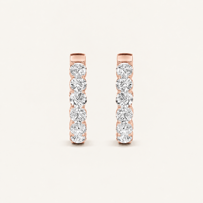 3CT Round Cut Lab Grown Diamond Inside Out Hoop Earrings
