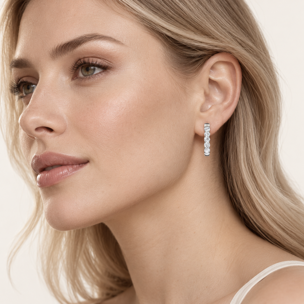 3CT Round Cut Lab Grown Diamond Inside Out Hoop Earrings