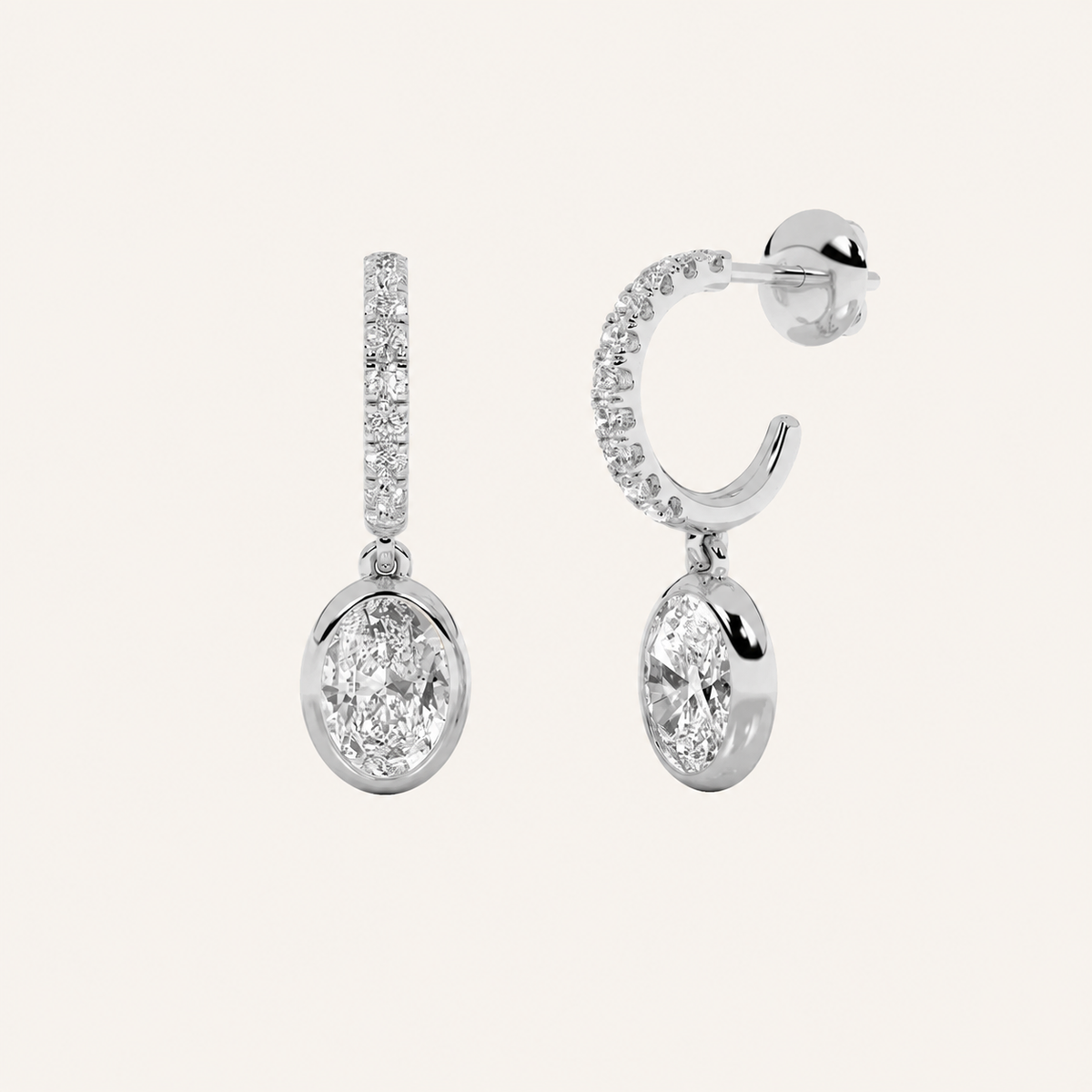 2CT Oval Cut Lab Grown Diamond Dangle Earrings