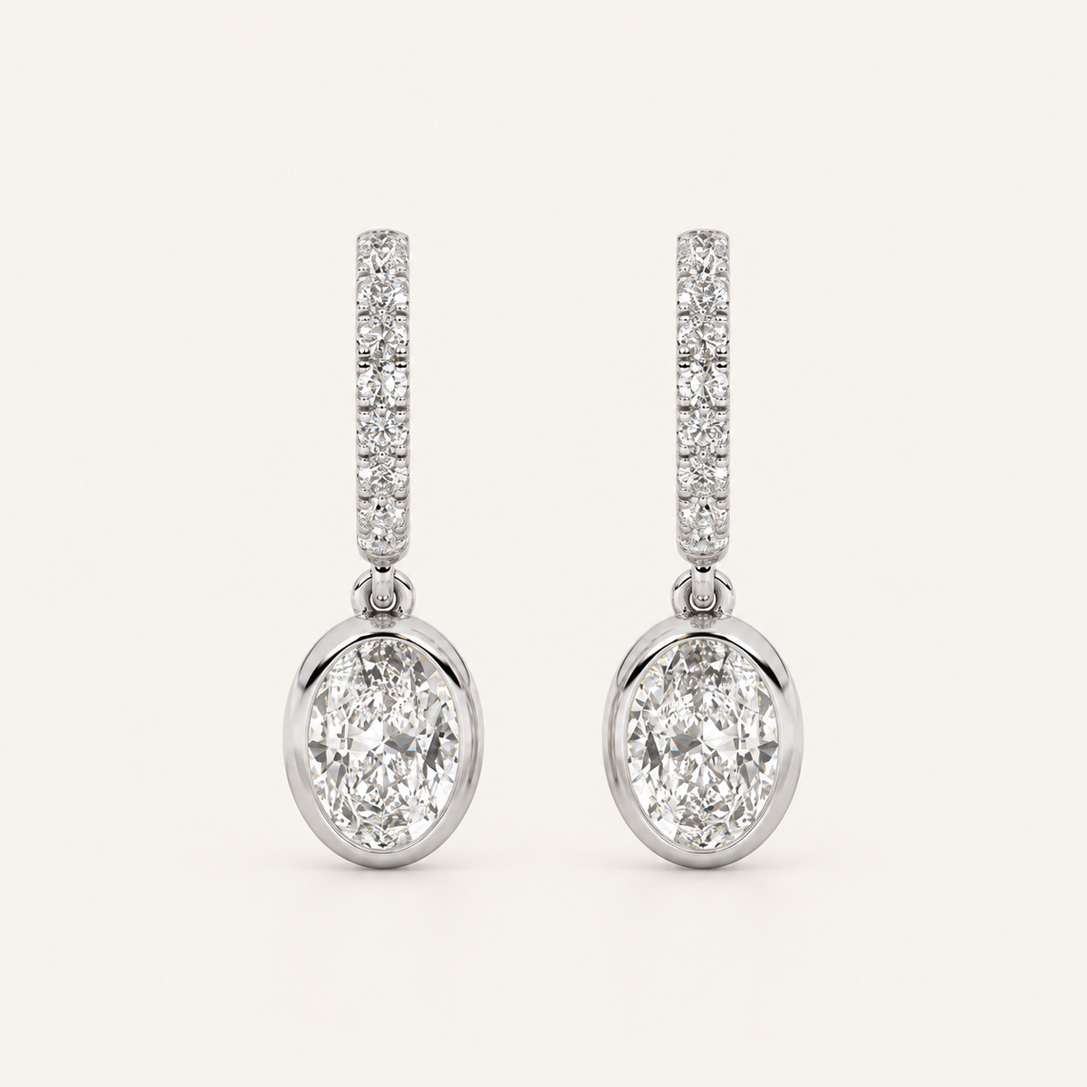 2CT Oval Cut Lab Grown Diamond Dangle Earrings