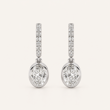 2CT Oval Cut Lab Grown Diamond Dangle Earrings