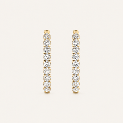 7CT Round Cut Lab Grown Diamond Inside Out Hoop Earrings