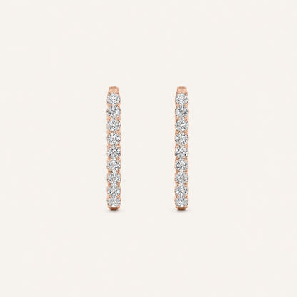 7CT Round Cut Lab Grown Diamond Inside Out Hoop Earrings