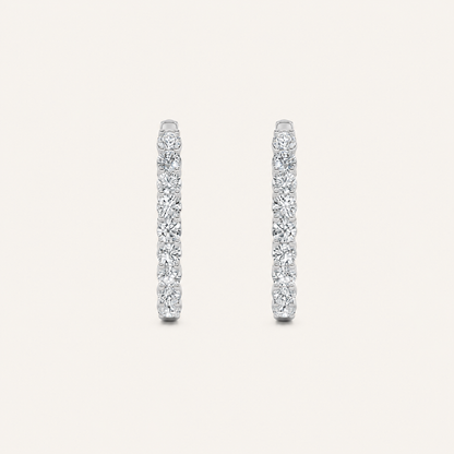 7CT Round Cut Lab Grown Diamond Inside Out Hoop Earrings