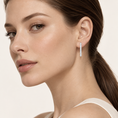 7CT Round Cut Lab Grown Diamond Inside Out Hoop Earrings