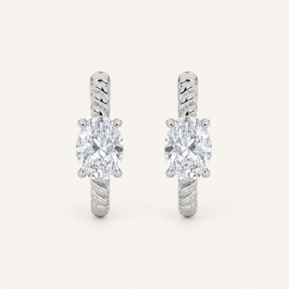 1CT Oval Cut Lab Grown Diamond Hoop Earrings