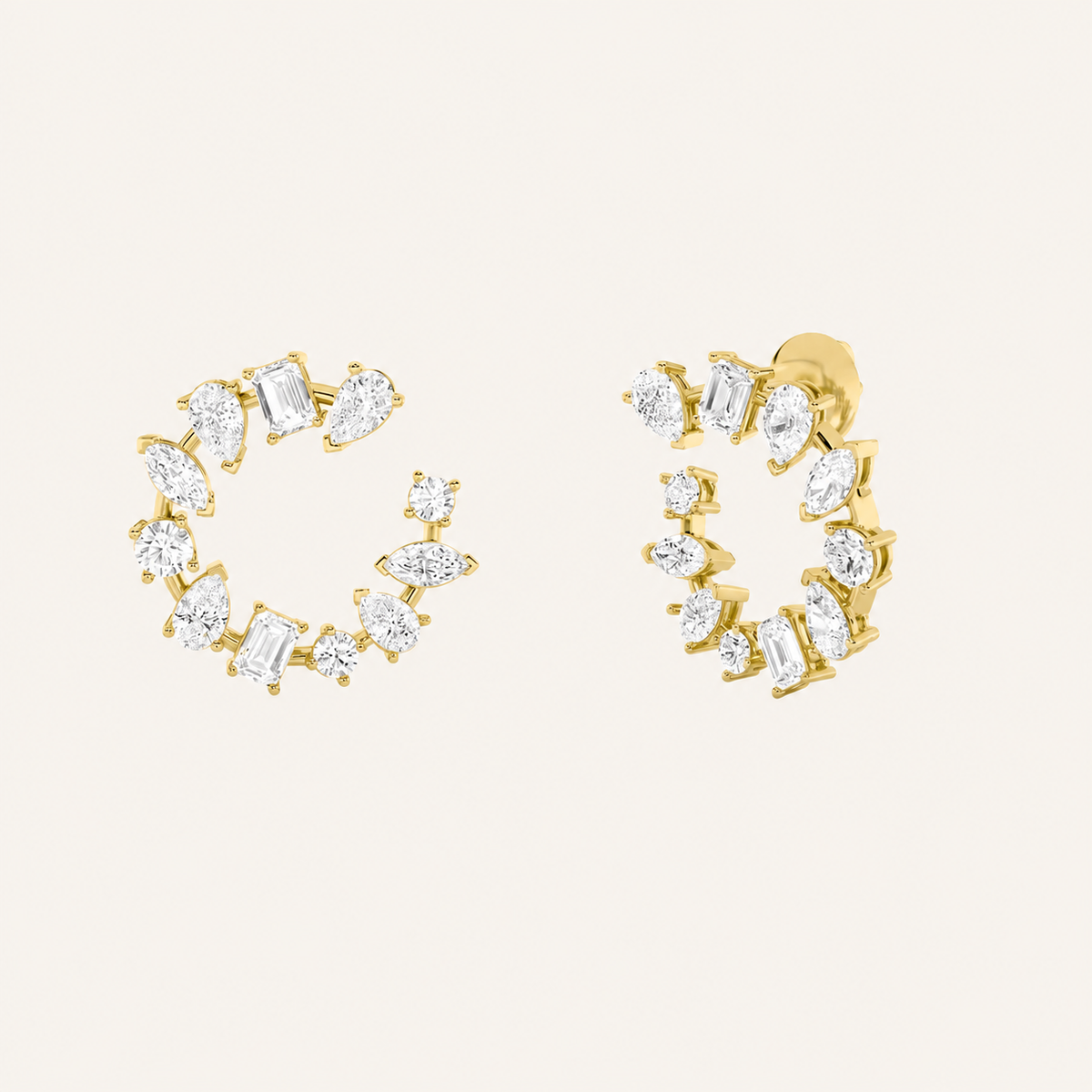 5CT Mixed Cut Lab Grown Diamond Fancy Circle Earrings