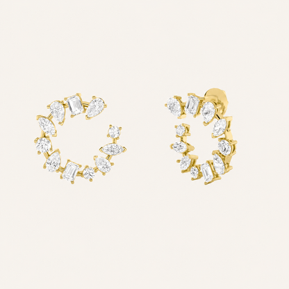 5CT Mixed Cut Lab Grown Diamond Fancy Circle Earrings