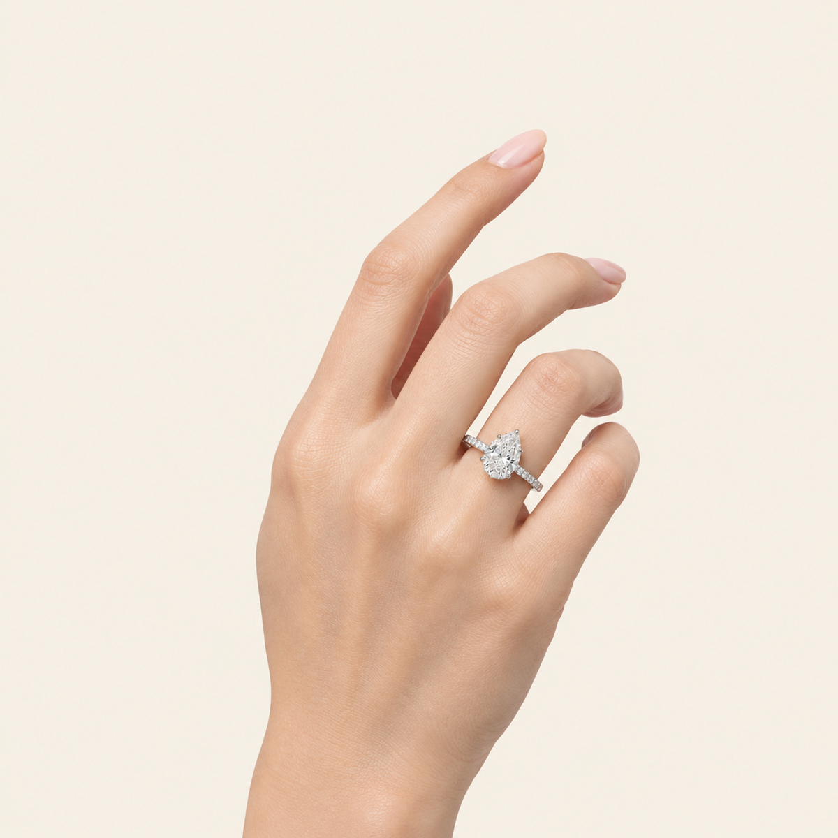 4.50CT Pear Cut Lab Grown Diamond Hidden Halo Side Stone Ring