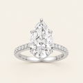4.50CT Pear Cut Lab Grown Diamond Hidden Halo Side Stone Ring