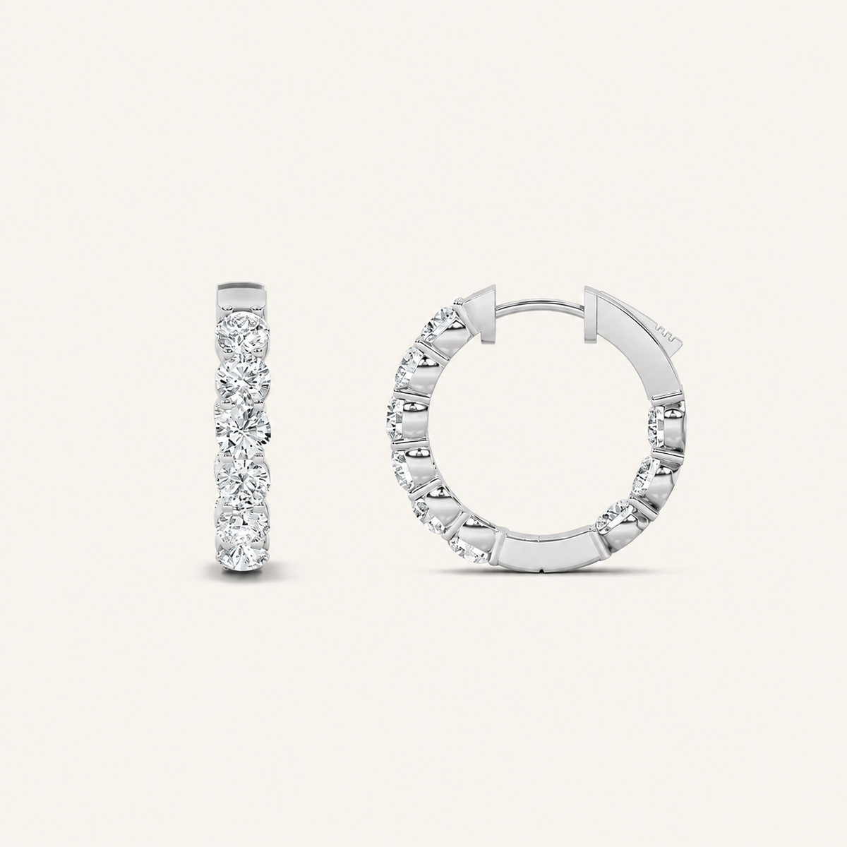 7CT Round Cut Lab Grown Diamond Inside Out Hoop Earrings