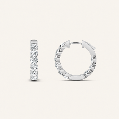 7CT Round Cut Lab Grown Diamond Inside Out Hoop Earrings