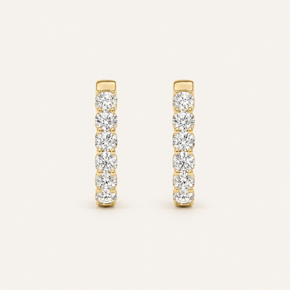 7CT Round Cut Lab Grown Diamond Inside Out Hoop Earrings