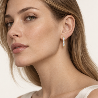 7CT Round Cut Lab Grown Diamond Inside Out Hoop Earrings
