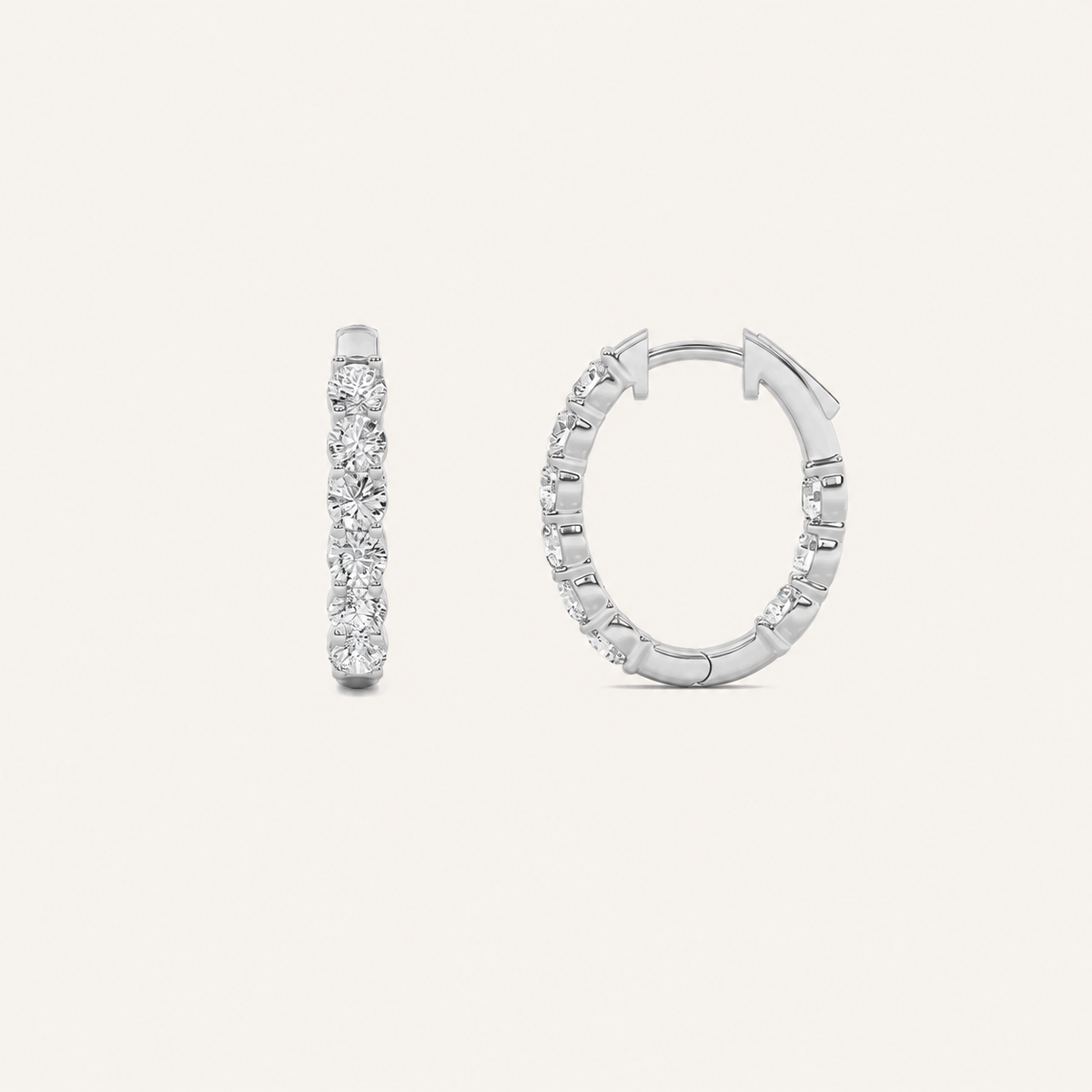 1CT Round Cut Lab Grown Diamond Inside Out Hoop Earrings