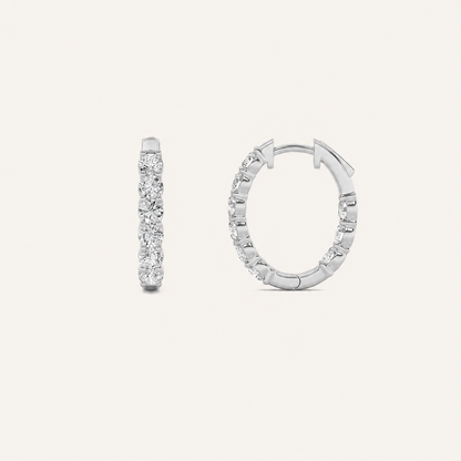1CT Round Cut Lab Grown Diamond Inside Out Hoop Earrings