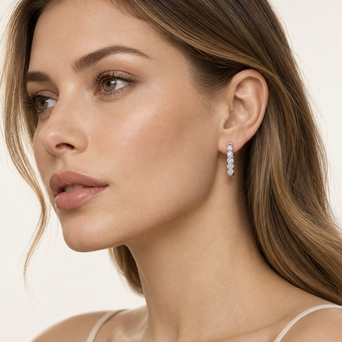 1CT Round Cut Lab Grown Diamond Inside Out Hoop Earrings