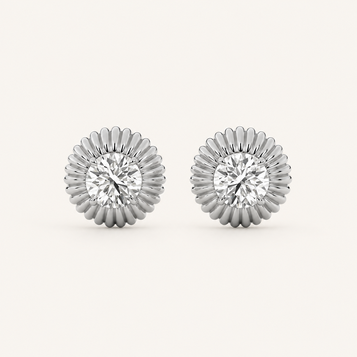 2CT Round Cut Lab Grown Diamond Vintage Inspired Stud Earrings