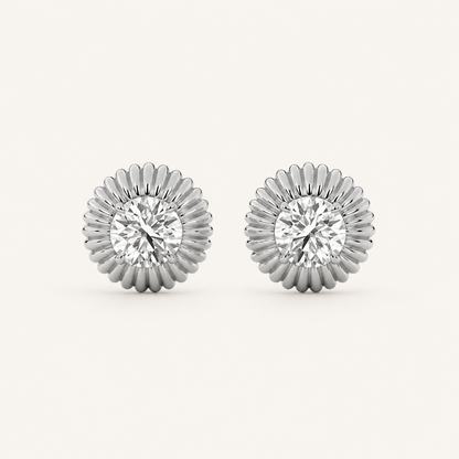 2CT Round Cut Lab Grown Diamond Vintage Inspired Stud Earrings