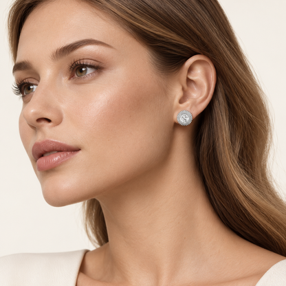 2CT Round Cut Lab Grown Diamond Vintage Inspired Stud Earrings