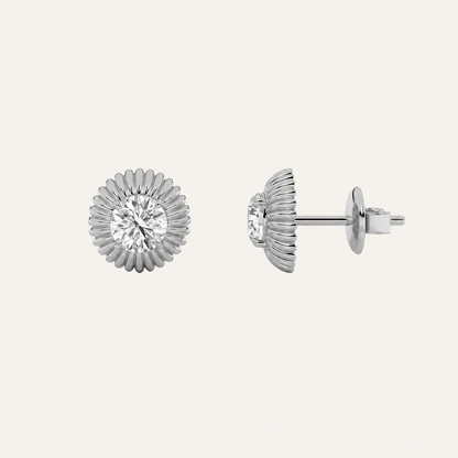 2CT Round Cut Lab Grown Diamond Vintage Inspired Stud Earrings