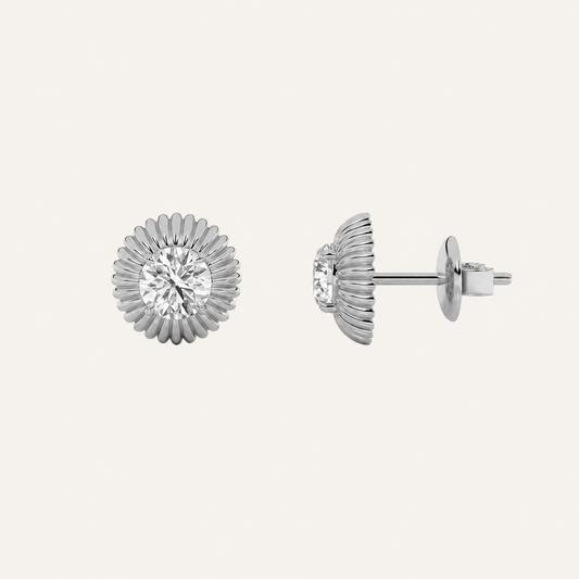 2CT Round Cut Lab Grown Diamond Vintage Inspired Stud Earrings