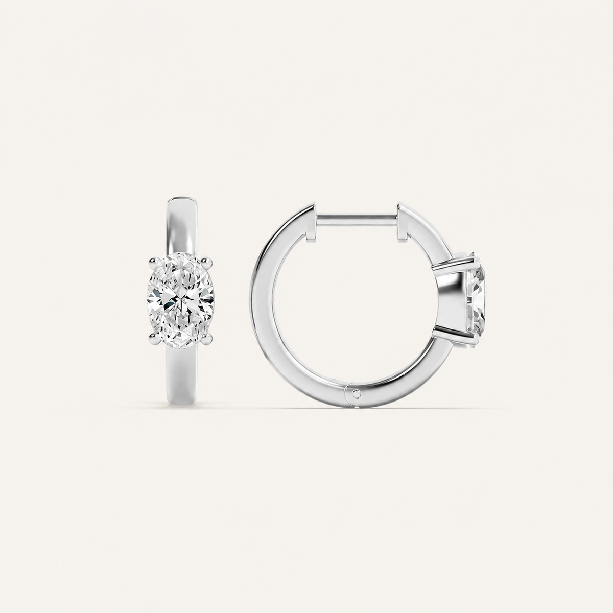 1.5CT Oval Cut Lab Grown Diamond Solitaire Huggie Earrings