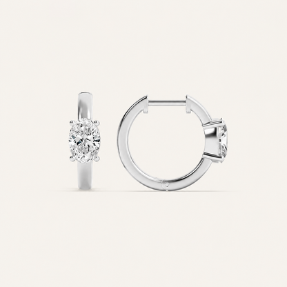 1.5CT Oval Cut Lab Grown Diamond Solitaire Huggie Earrings