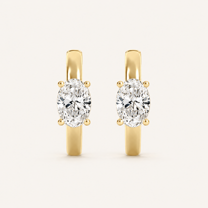 1.5CT Oval Cut Lab Grown Diamond Solitaire Huggie Earrings