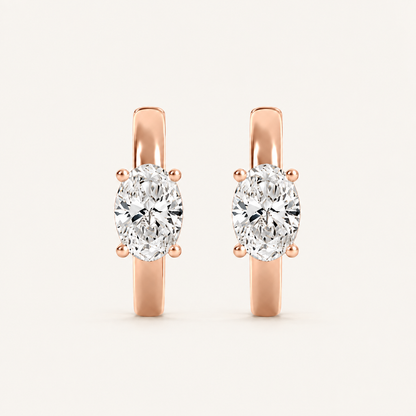1.5CT Oval Cut Lab Grown Diamond Solitaire Huggie Earrings