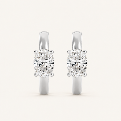 1.5CT Oval Cut Lab Grown Diamond Solitaire Huggie Earrings