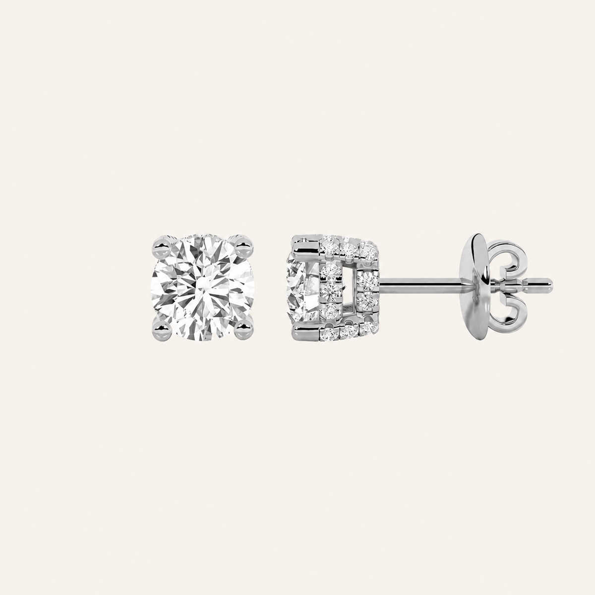 2CT Round Cut Lab Grown Diamond Stud Earrings