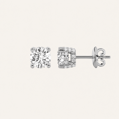 2CT Round Cut Lab Grown Diamond Stud Earrings