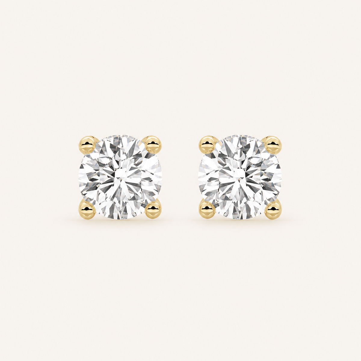 2CT Round Cut Lab Grown Diamond Stud Earrings