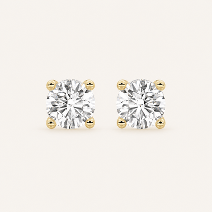 2CT Round Cut Lab Grown Diamond Stud Earrings