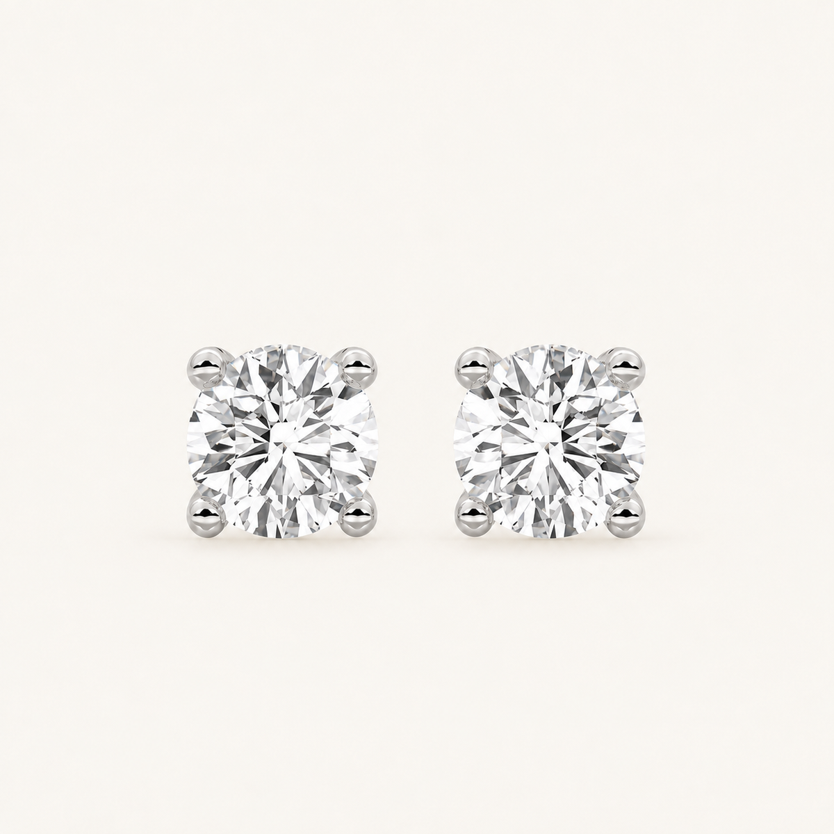 2CT Round Cut Lab Grown Diamond Stud Earrings