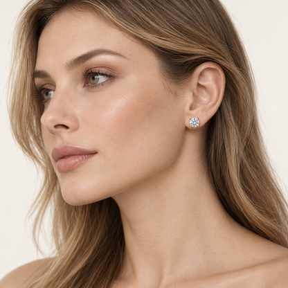 2CT Round Cut Lab Grown Diamond Stud Earrings