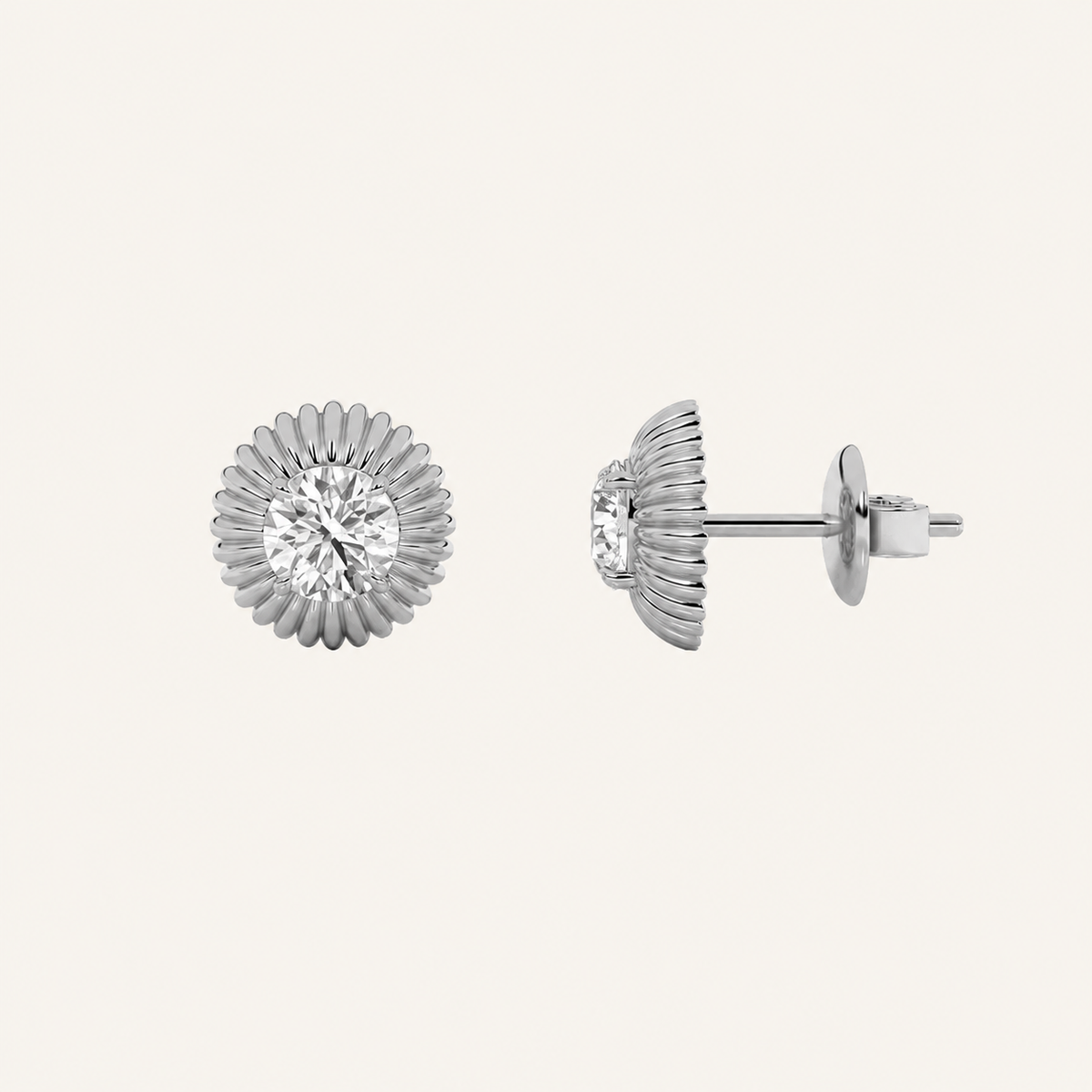 2CT Round Cut Lab Grown Diamond Vintage Inspired Stud Earrings