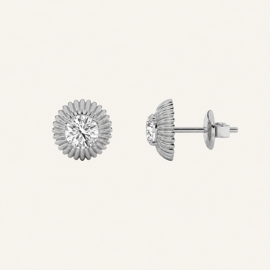 2CT Round Cut Lab Grown Diamond Vintage Inspired Stud Earrings