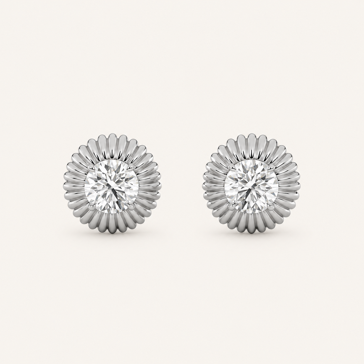 2CT Round Cut Lab Grown Diamond Vintage Inspired Stud Earrings