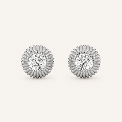 2CT Round Cut Lab Grown Diamond Vintage Inspired Stud Earrings