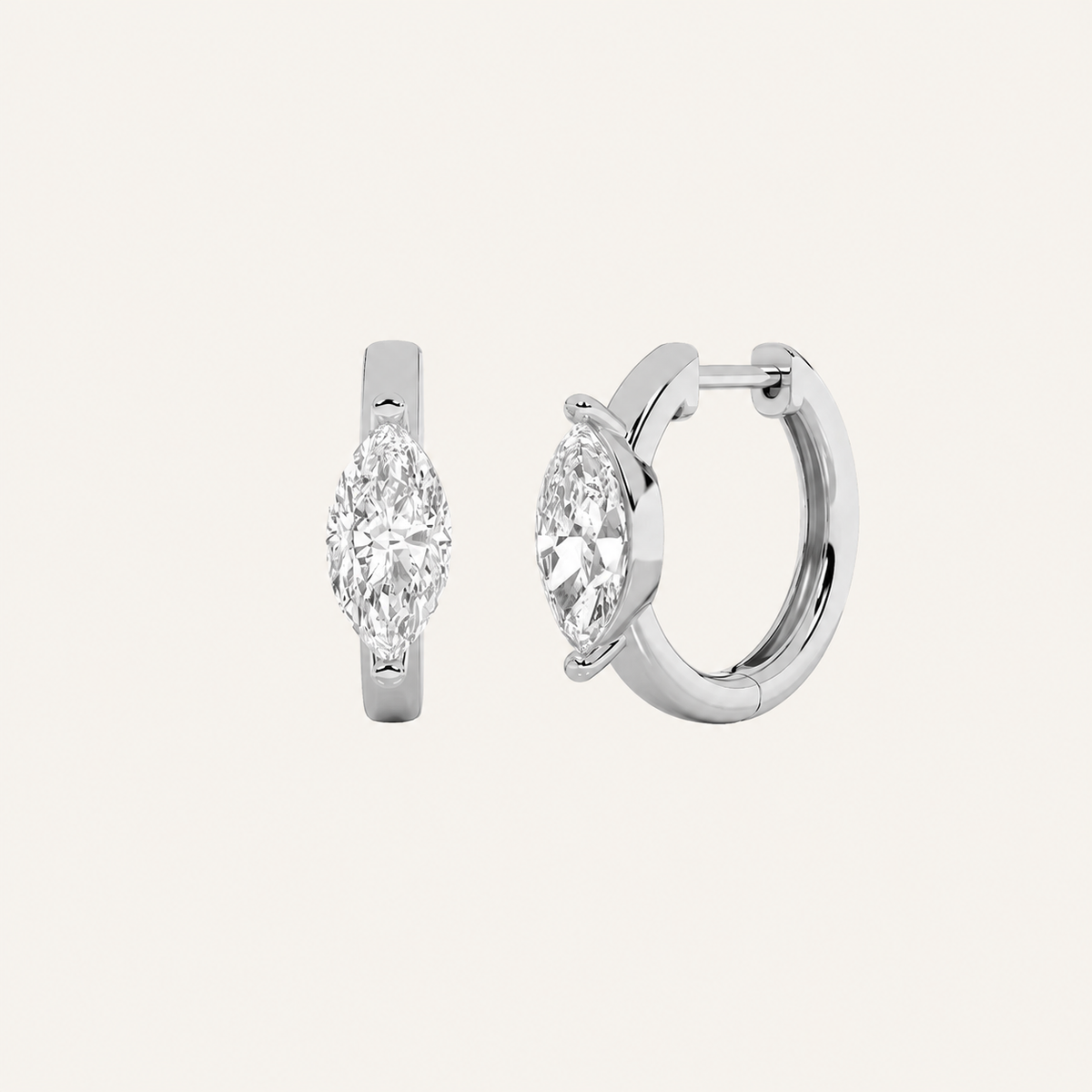 3.5CT Marquise Cut Lab Grown Diamond Solitaire Huggie Earrings