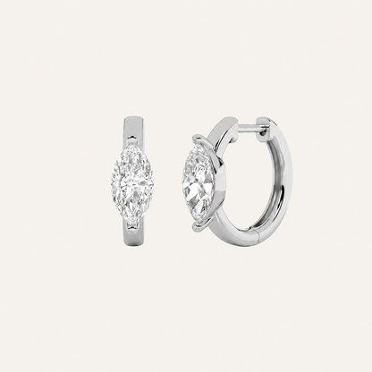 3.5CT Marquise Cut Lab Grown Diamond Solitaire Huggie Earrings