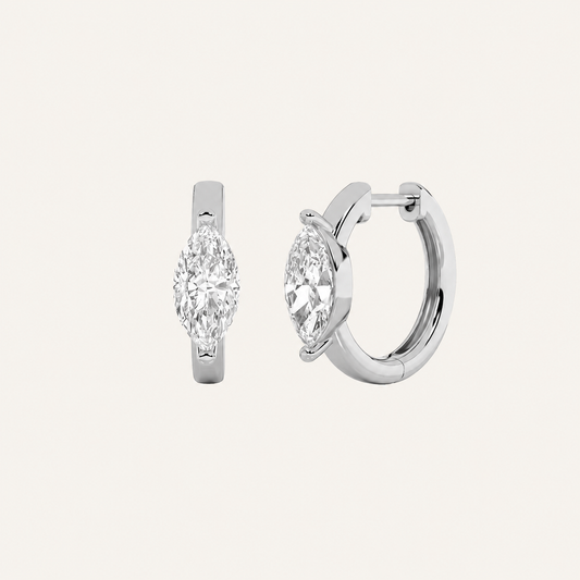 3.5CT Marquise Cut Lab Grown Diamond Solitaire Huggie Earrings