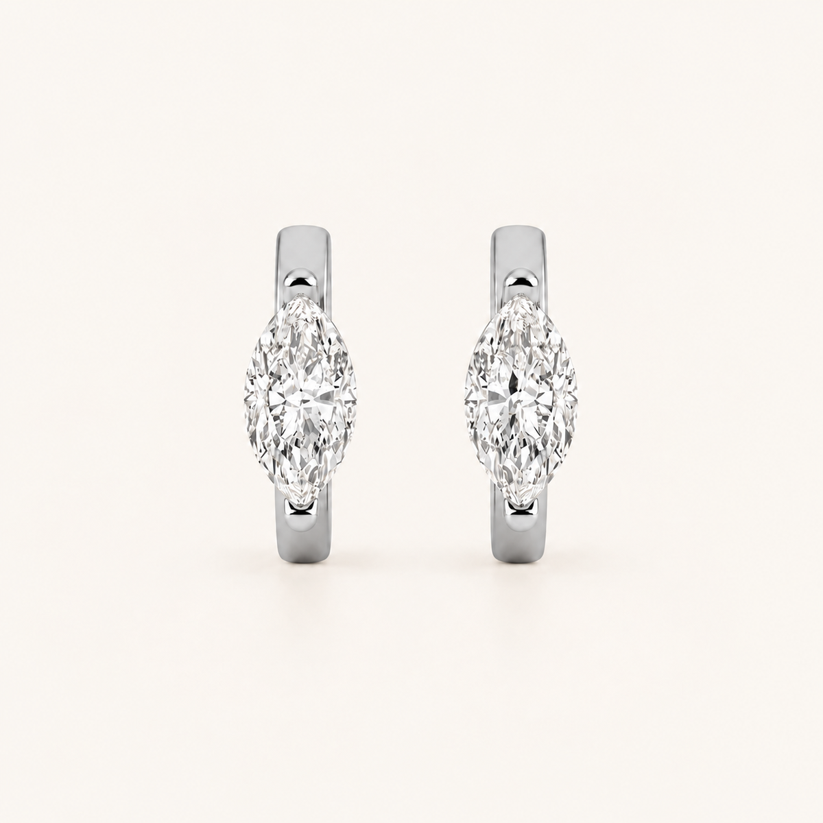 3.5CT Marquise Cut Lab Grown Diamond Solitaire Huggie Earrings