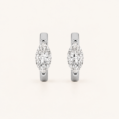 3.5CT Marquise Cut Lab Grown Diamond Solitaire Huggie Earrings