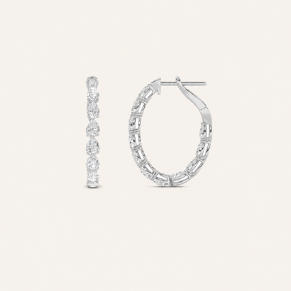 4.25CT Pear Cut Lab Grown Diamond Inside Out Hoop Earrings