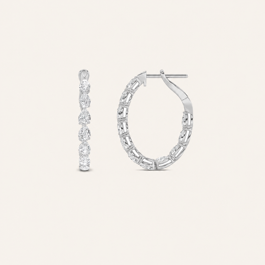 4.25CT Pear Cut Lab Grown Diamond Inside Out Hoop Earrings