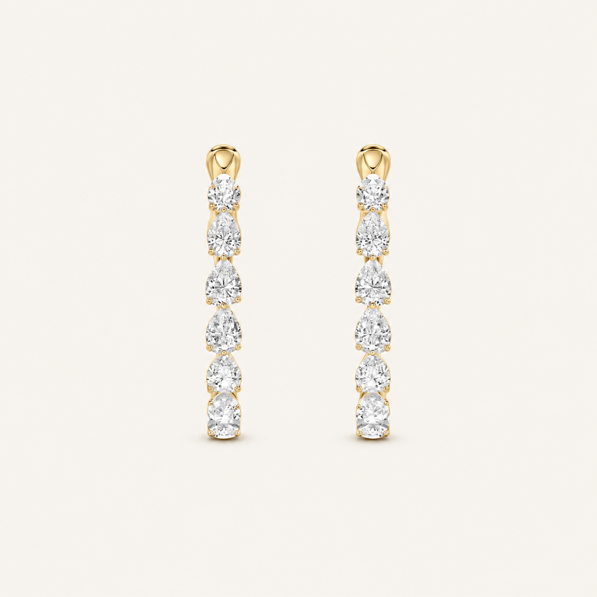 4.25CT Pear Cut Lab Grown Diamond Inside Out Hoop Earrings